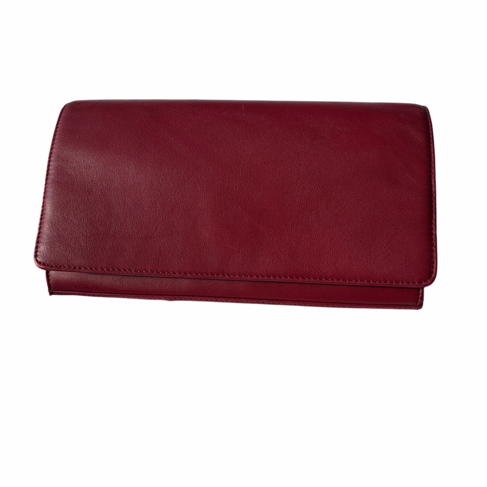 Nordstrom Leather Deep Wine / Burgundy Clutch/ Crossbody with detachable strap‎